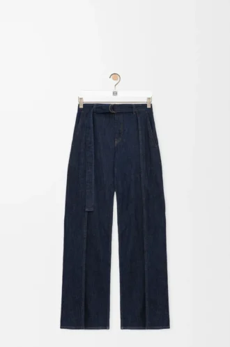 Kemerli kot pantolon, indigo mavisi