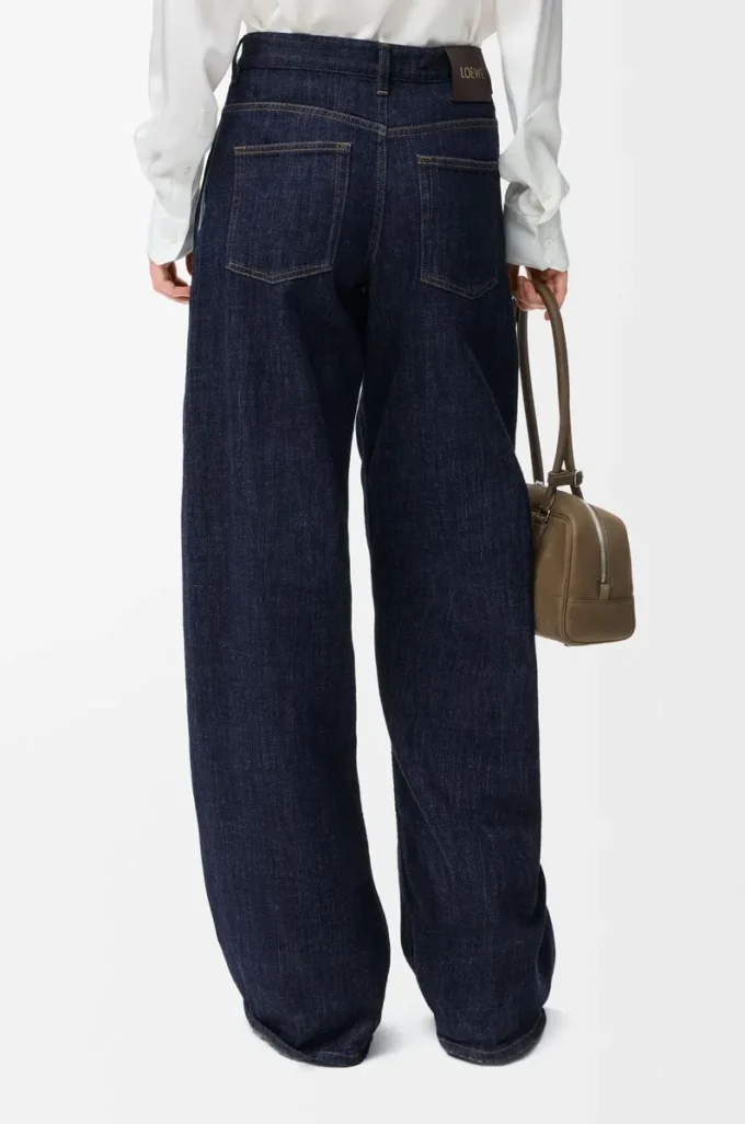 Kemerli kot pantolon, indigo mavisi