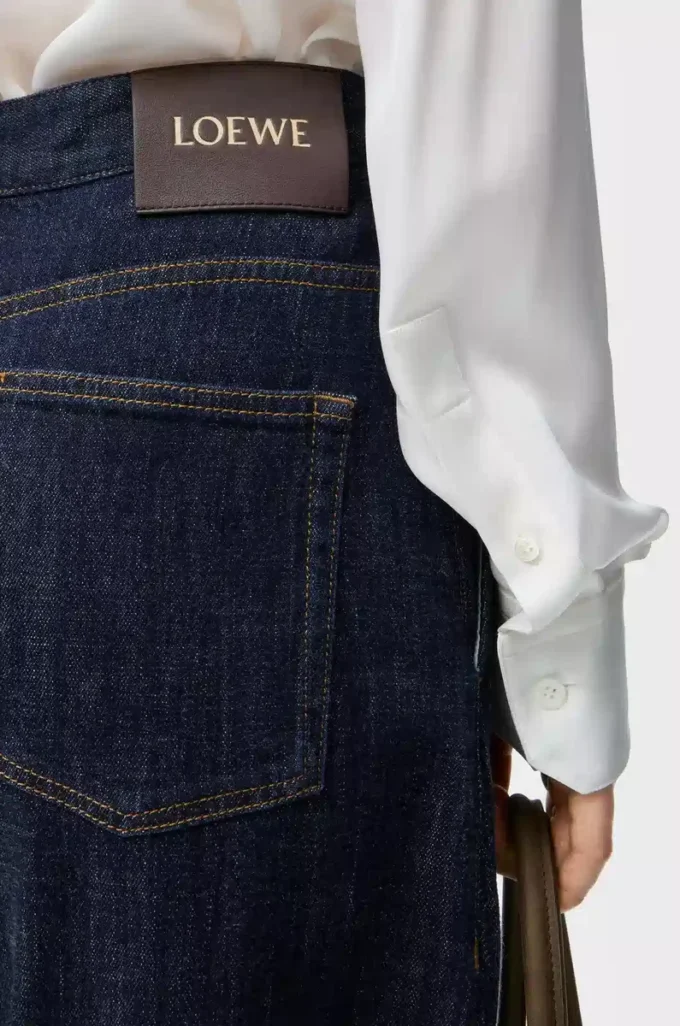 Kemerli kot pantolon, indigo mavisi