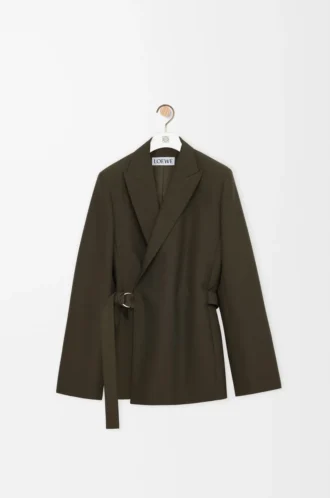 Keten drape ceket Haki Yeşil