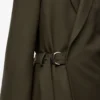 Keten drape ceket Haki Yeşil