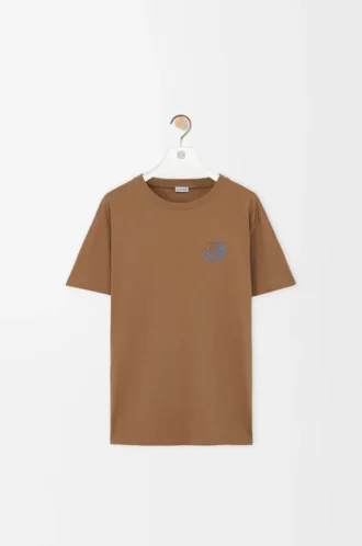 Keten kumaştan üretilmiş, normal kesim tişört, Camel rengi