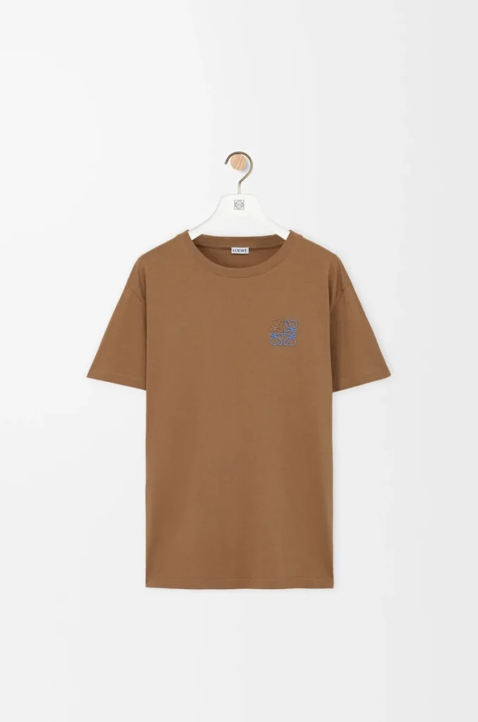 Keten kumaştan üretilmiş, normal kesim tişört, Camel rengi