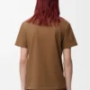 Keten kumaştan üretilmiş, normal kesim tişört, Camel rengi