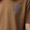 Keten kumaştan üretilmiş, normal kesim tişört, Camel rengi