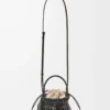 Küçük Fringe Bucket çanta, dana derisi, Siyah