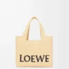 Küçük LOEWE Font rafya çanta Doğal