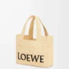 Küçük LOEWE Font rafya çanta Doğal