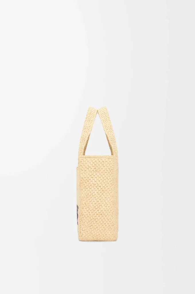 Küçük LOEWE Font rafya çanta Doğal