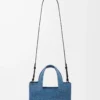 Küçük LOEWE Font tote çanta, rafya, açık mavi