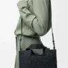 Küçük LOEWE Font tote çanta, rafya, Siyah