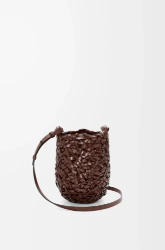 Küçük Nest Basket çanta, dana derisi, kestane rengi