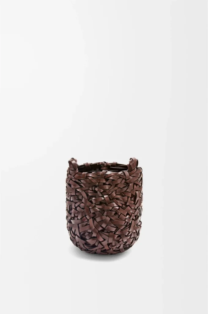 Küçük Nest Basket çanta, dana derisi, kestane rengi