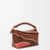 Küçük Puzzle Edge Landscape çanta, nappa dana derisi, Pecan/Parrot Pink
