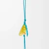 Klasik dana derisinden bezelye kabuğu charm Deep Turquoise/Baby Corn
