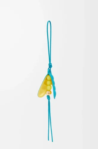 Klasik dana derisinden bezelye kabuğu charm Deep Turquoise/Baby Corn