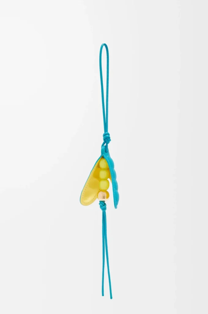 Klasik dana derisinden bezelye kabuğu charm Deep Turquoise/Baby Corn