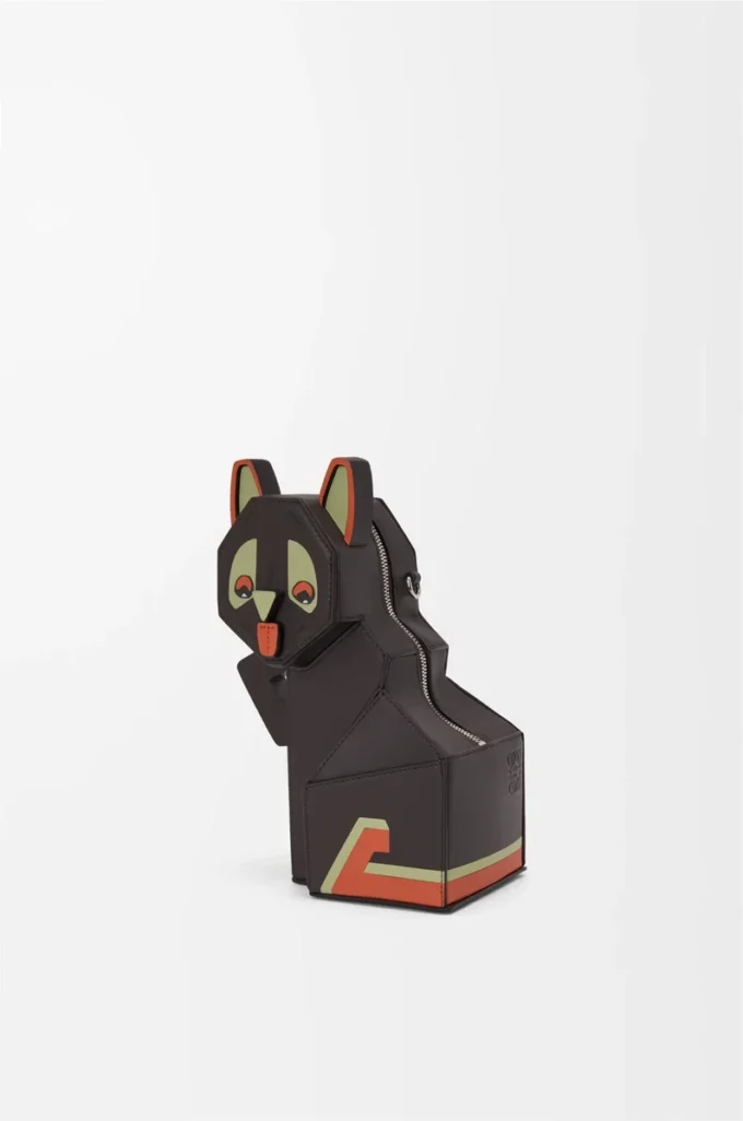 Klasik dana derisinden Futurist Cat clutch Çamur rengi