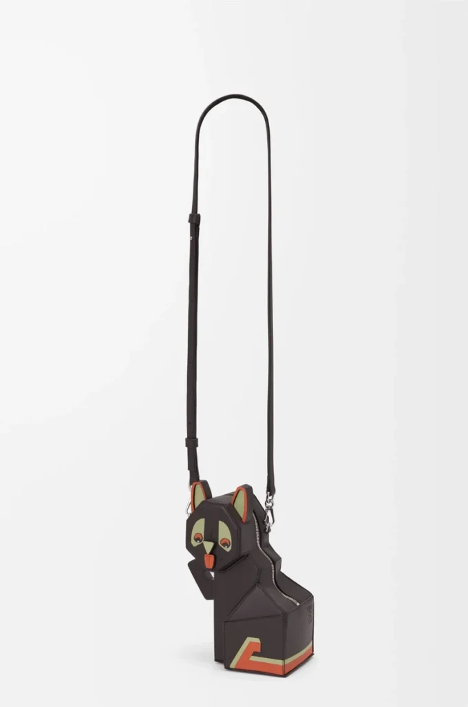 Klasik dana derisinden Futurist Cat clutch Çamur rengi
