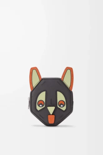 Klasik dana derisinden Futurist Cat coin case Kömür rengi