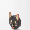 Klasik dana derisinden Futurist Cat coin case Kömür rengi