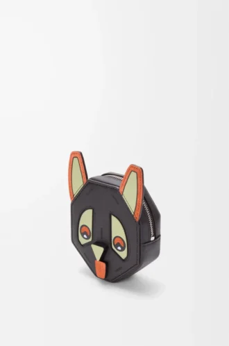 Klasik dana derisinden Futurist Cat coin case Kömür rengi