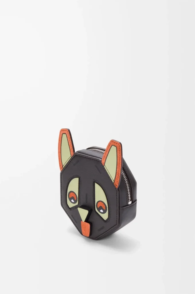 Klasik dana derisinden Futurist Cat coin case Kömür rengi