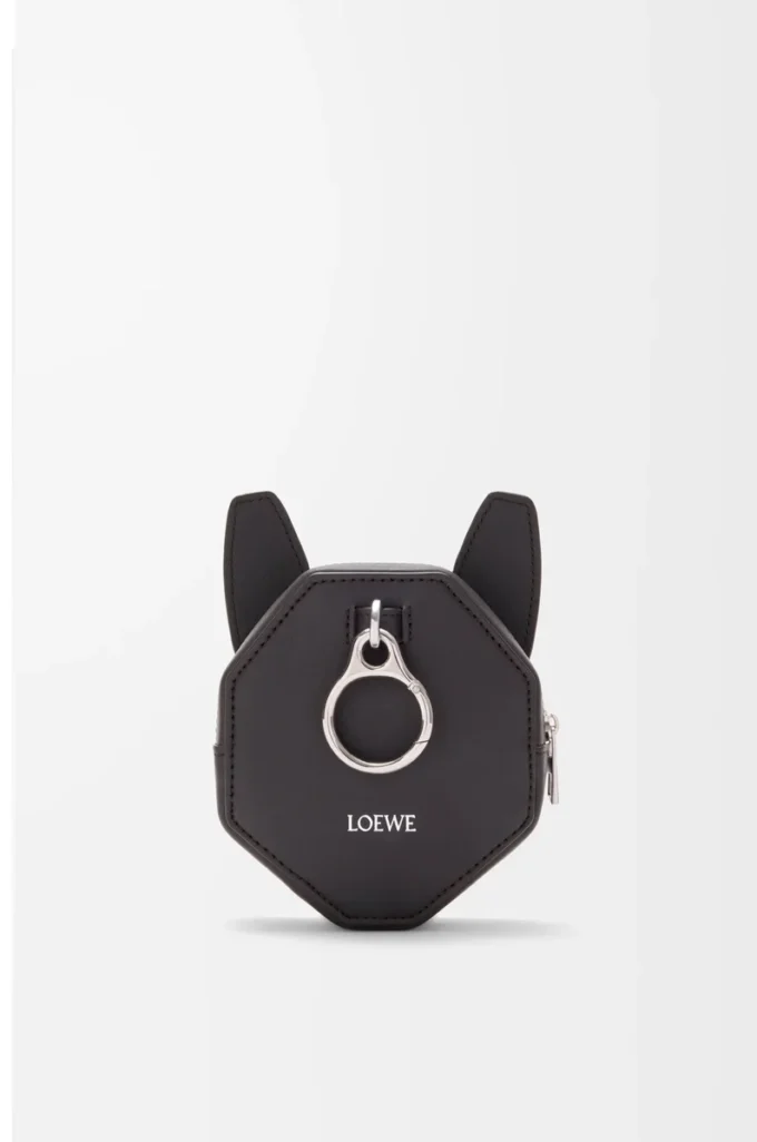 Klasik dana derisinden Futurist Cat coin case Kömür rengi