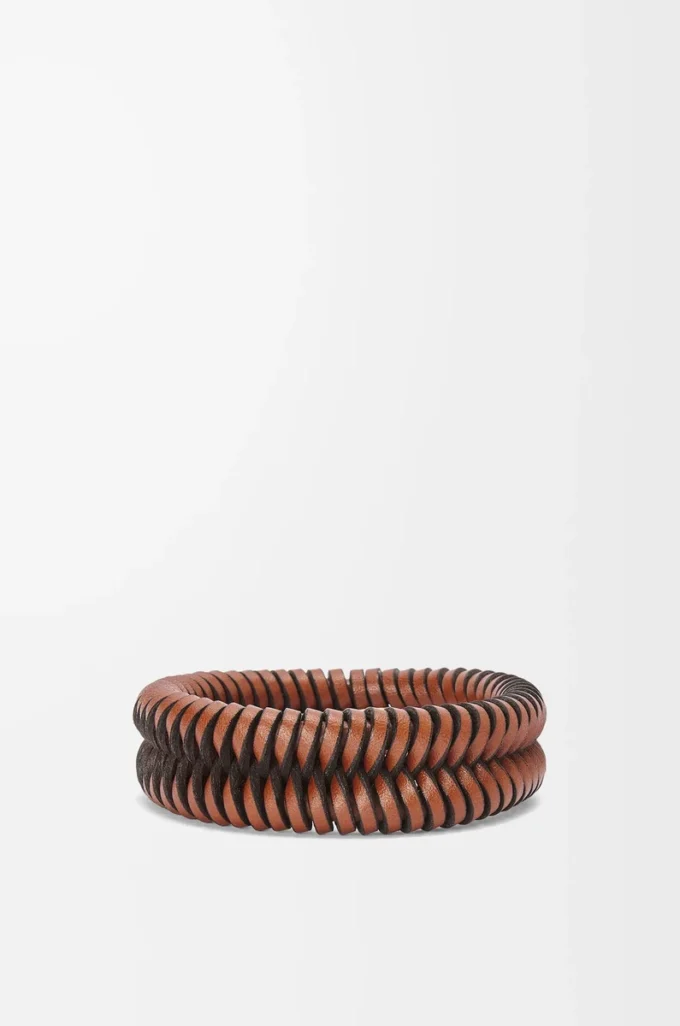 Klasik dana derisinden Interlock bileklik Tan