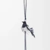 Klasik dana derisinden Magpie charm Siyah/Gümüş