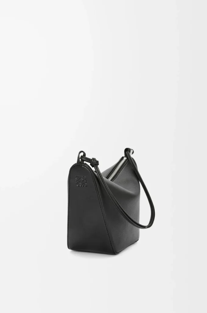 Klasik dana derisinden Mini Hammock hobo Çanta Siyah