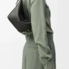 Klasik dana derisinden Mini Hammock hobo Çanta Siyah