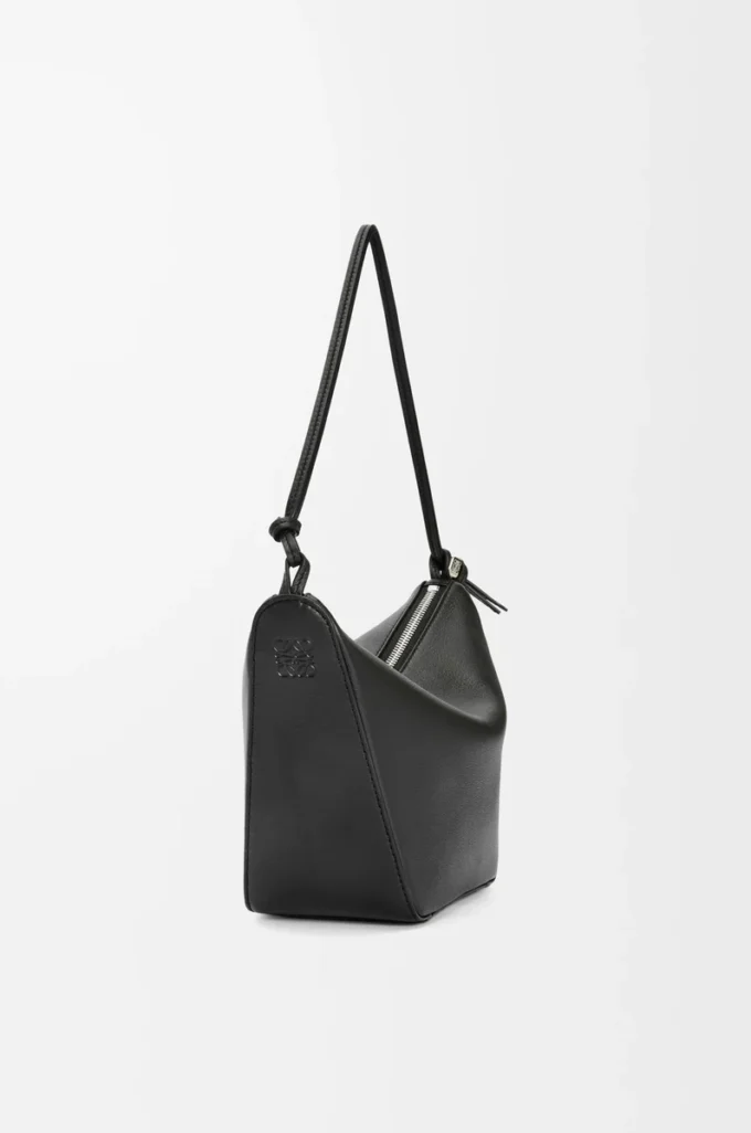Klasik dana derisinden Mini Hammock hobo Çanta Siyah