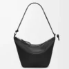 Klasik dana derisinden Mini Hammock hobo Çanta Siyah
