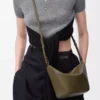 Klasik dana derisinden Mini Hammock hobo Dark Khaki