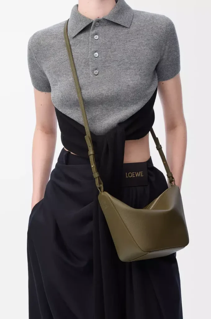Klasik dana derisinden Mini Hammock hobo Dark Khaki