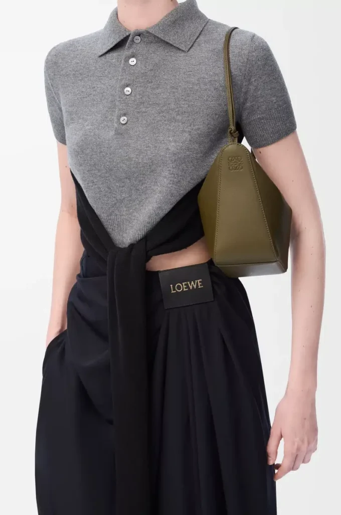 Klasik dana derisinden Mini Hammock hobo Dark Khaki