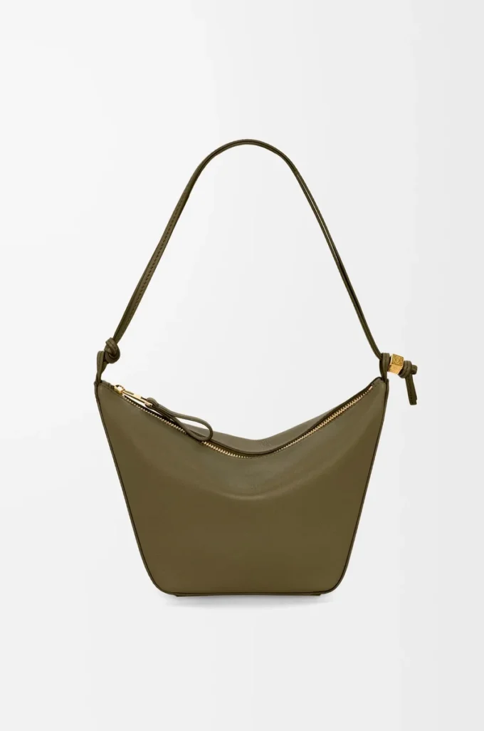 Klasik dana derisinden Mini Hammock hobo Dark Khaki