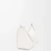 Klasik dana derisinden üretilmiş Mini Hammock hobo Çanta Yumuşak Beyaz