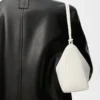 Klasik dana derisinden üretilmiş Mini Hammock hobo Çanta Yumuşak Beyaz