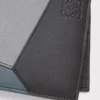 Klasik dana derisinden üretilmiş Puzzle bifold cüzdan Asfalt Grisi/Fırtına Mavisi