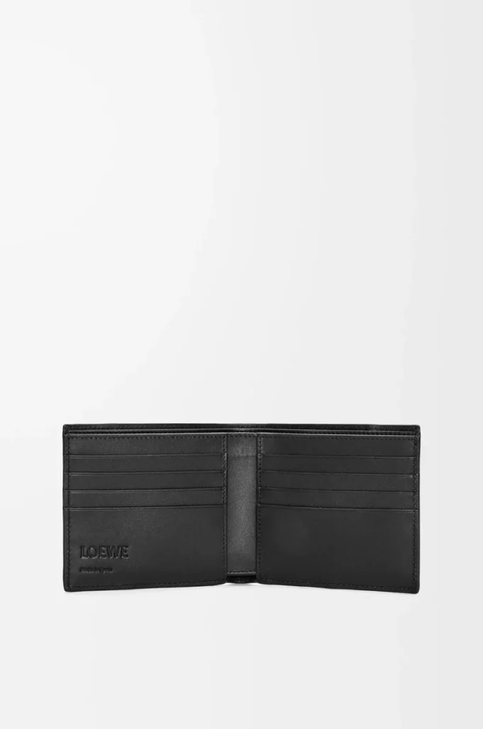 Klasik dana derisinden üretilmiş Puzzle bifold cüzdan, Siyah