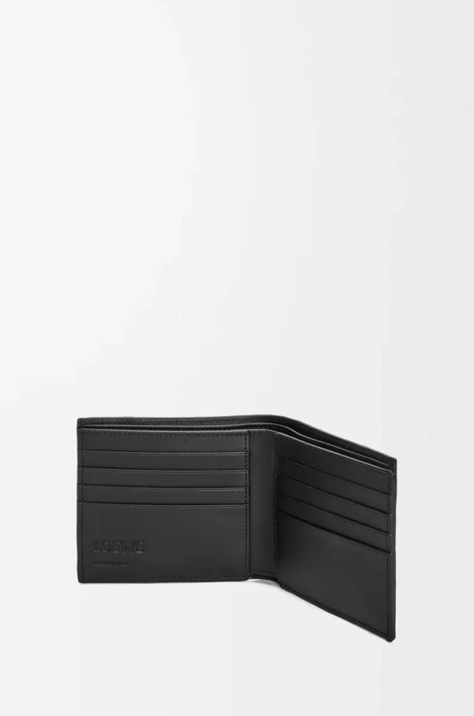 Klasik dana derisinden üretilmiş Puzzle bifold cüzdan, Siyah