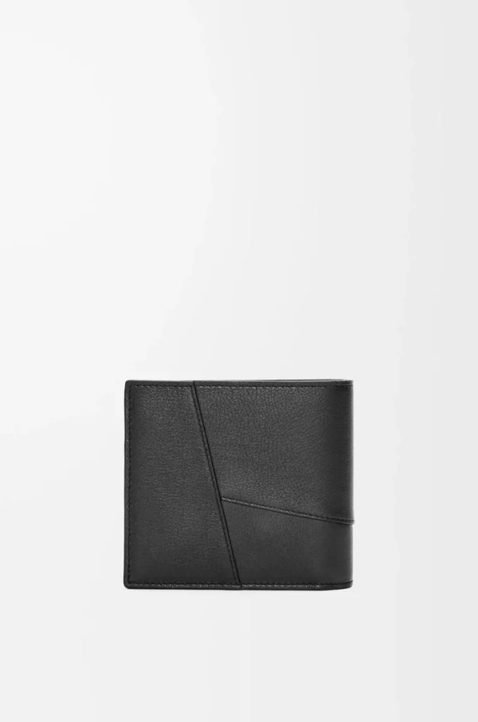 Klasik dana derisinden üretilmiş Puzzle bifold cüzdan, Siyah