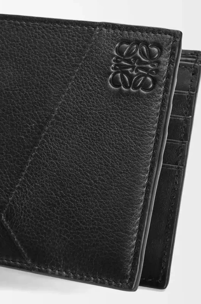 Klasik dana derisinden üretilmiş Puzzle bifold cüzdan, Siyah