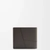Klasik dana derisinden üretilmiş Puzzle iki katlı bozuk para cüzdanı, koyu gri