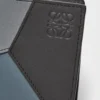 Klasik dana derisinden üretilmiş Puzzle iki katlı kartlık Asfalt Grisi/Fırtına Mavisi