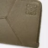 Klasik dana derisinden üretilmiş Puzzle uzun bozuk para kartlık Koyu Haki