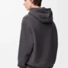 Koyu gri melanj pamuklu kapüşonlu sweatshirt