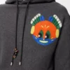 Koyu gri melanj pamuklu kapüşonlu sweatshirt